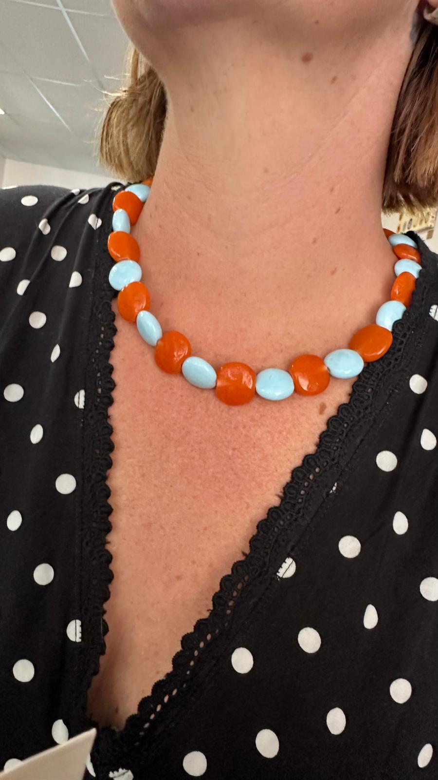 Peach Foam Beaded Necklace