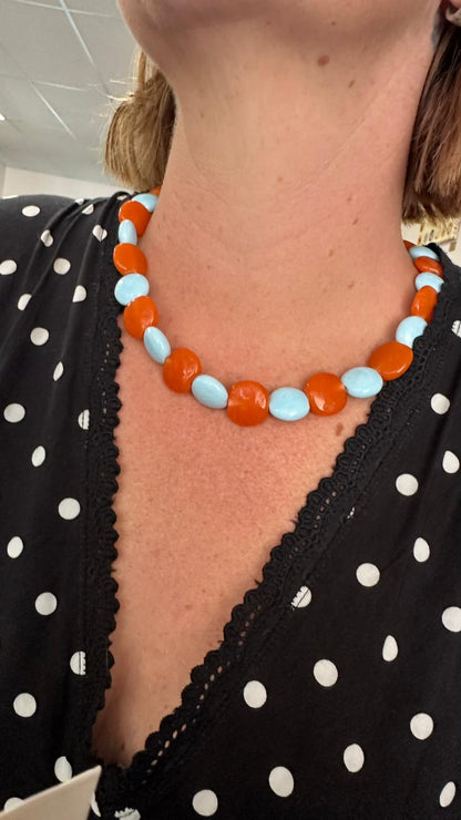 Peach Foam Beaded Necklace
