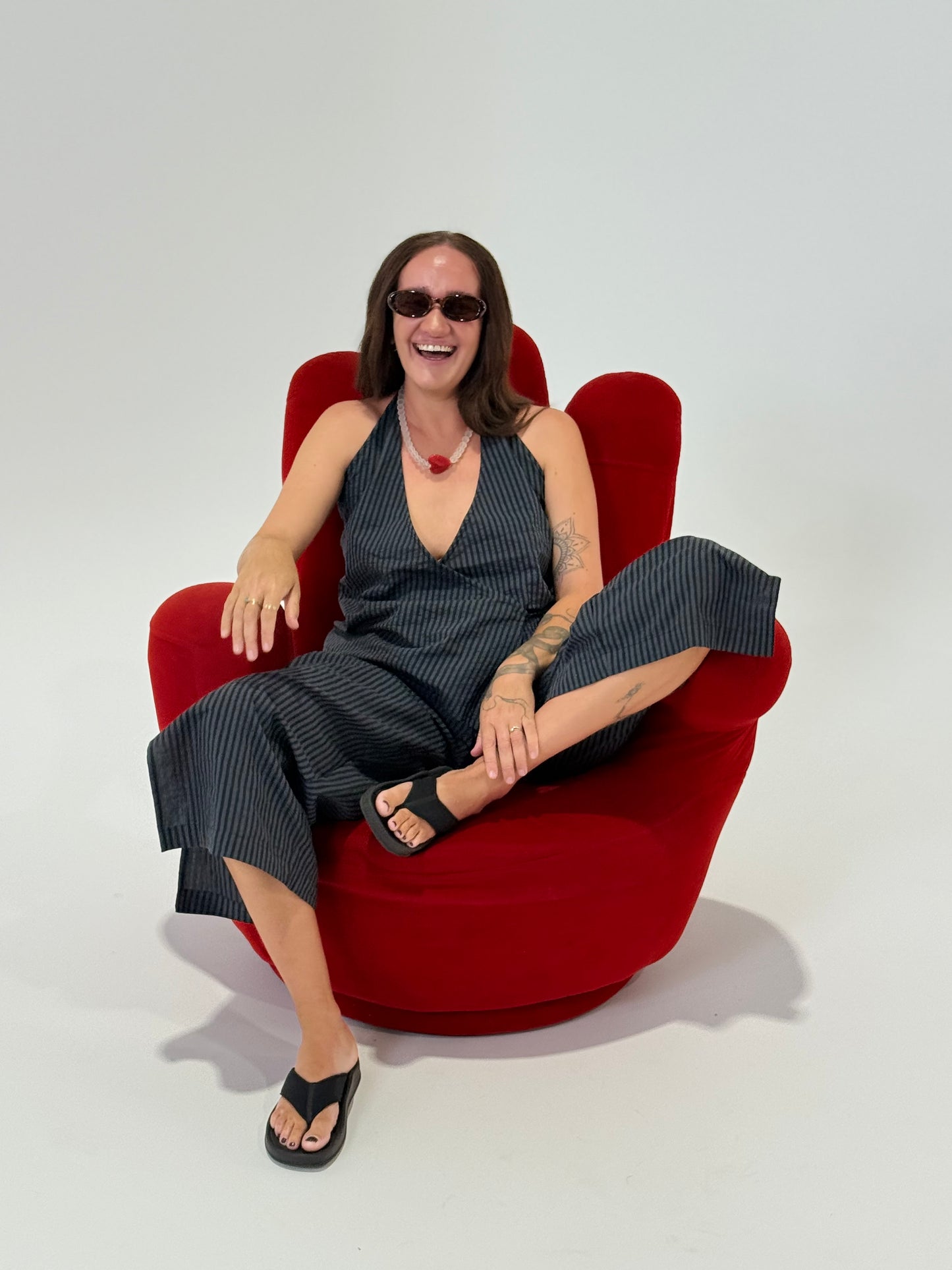 Wrap Top - Charcoal Stripe