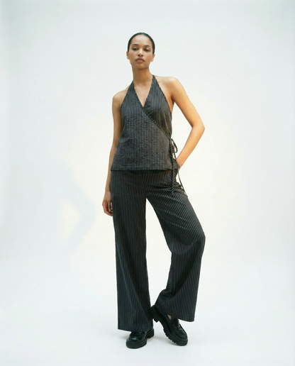 Split Pants - Charcoal Stripe
