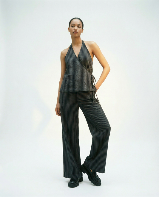 Split Pants - Charcoal Stripe