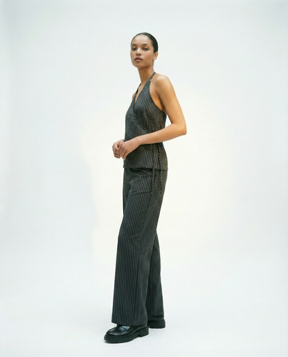 Split Pants - Charcoal Stripe