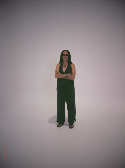 Split Pants - Charcoal Stripe