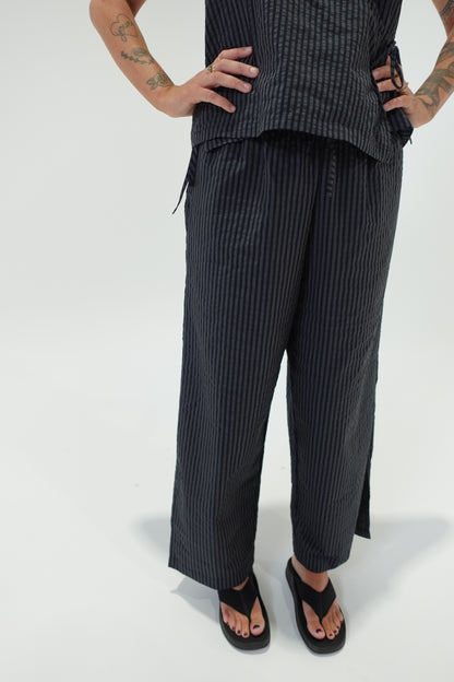 Split Pants - Charcoal Stripe