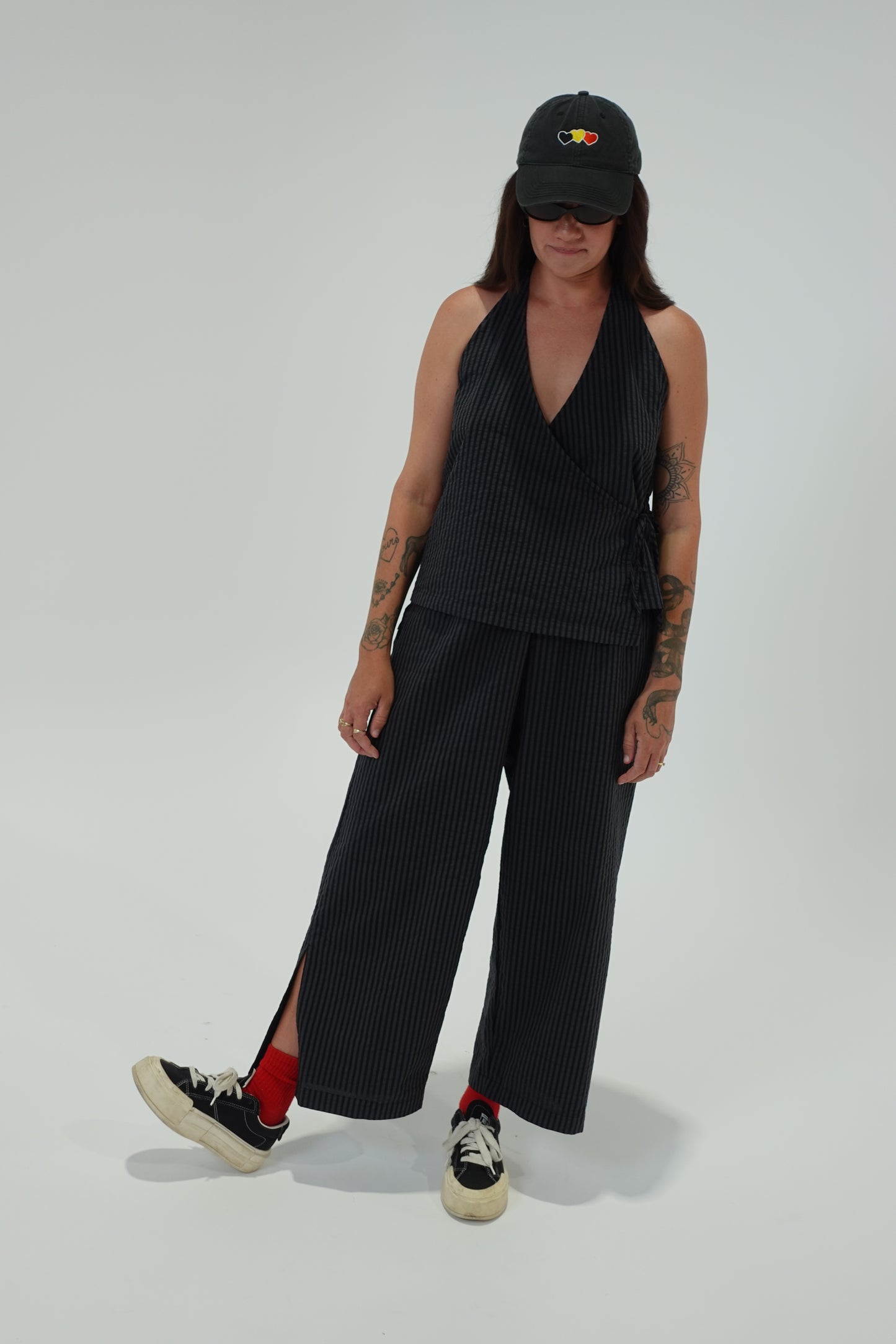 Split Pants - Charcoal Stripe