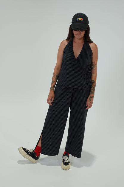 Split Pants - Charcoal Stripe