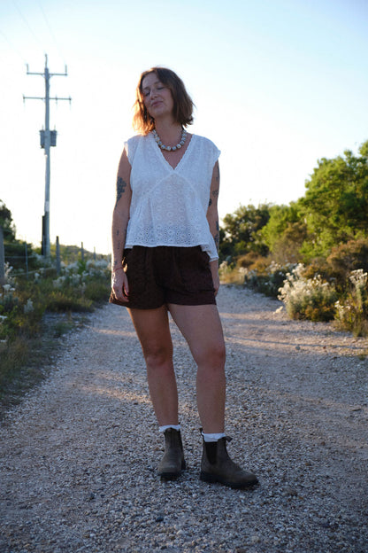 Pansy Peplum Top - White Broderie