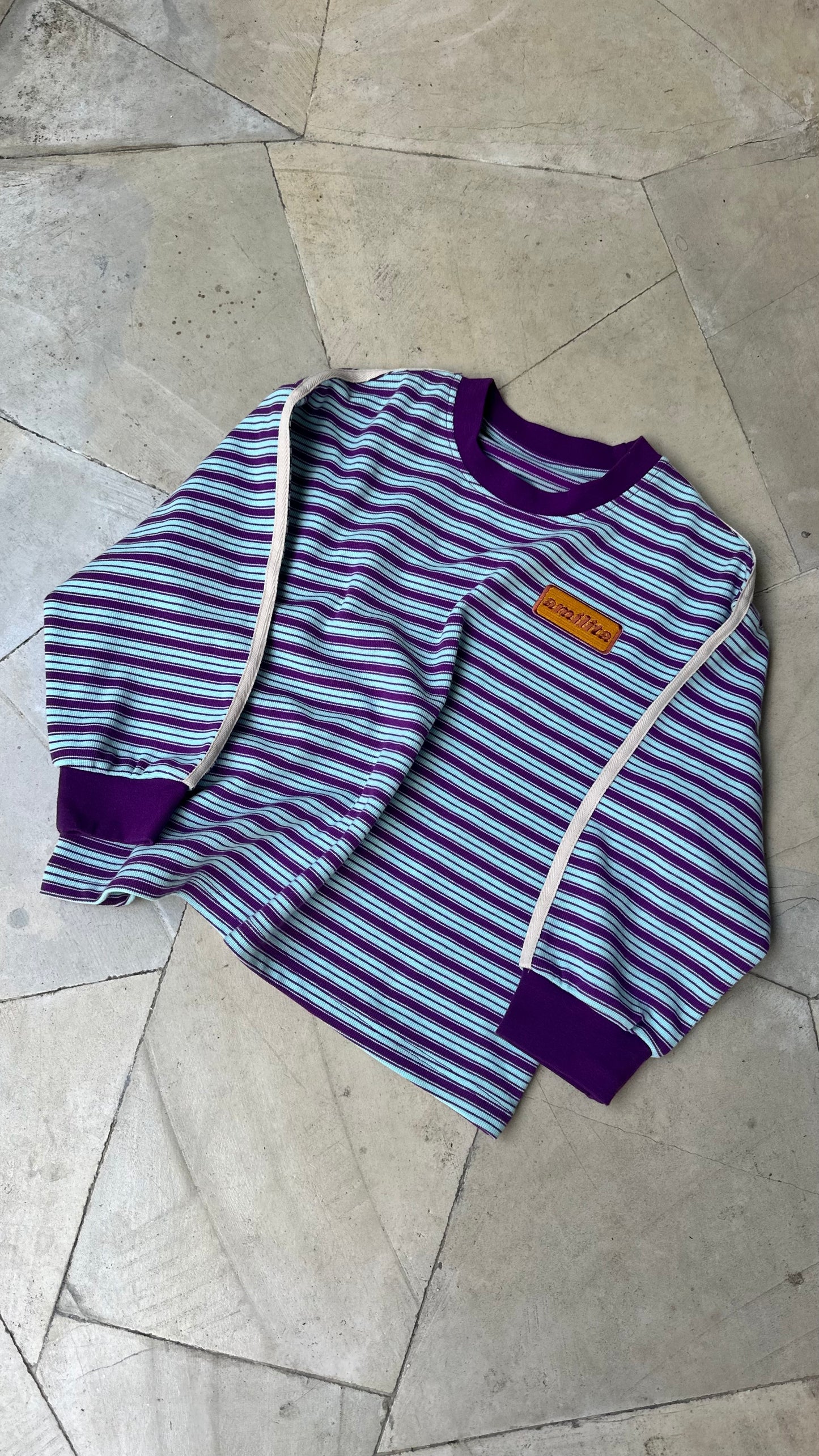 Kids Stripe Long Sleeve top - Plum/Sky
