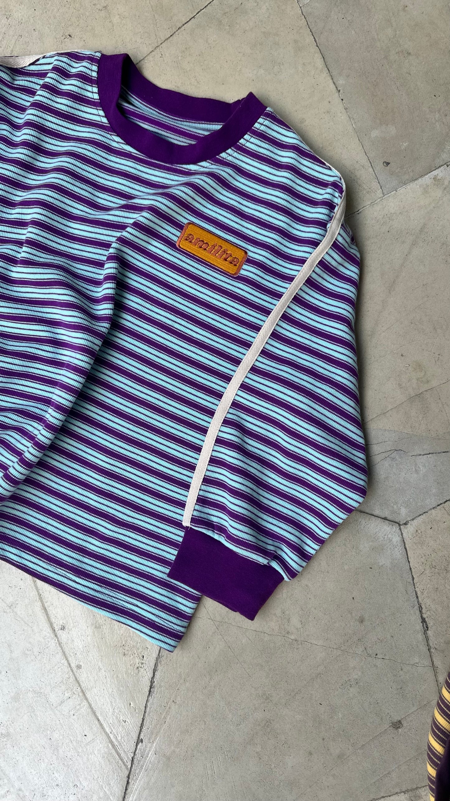 Kids Stripe Long Sleeve top - Plum/Sky