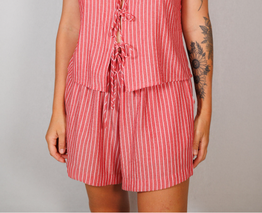 Summer Short - Washed Red Stripe