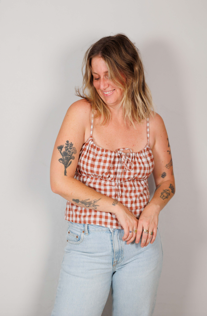 Summer Top | Rust Gingham