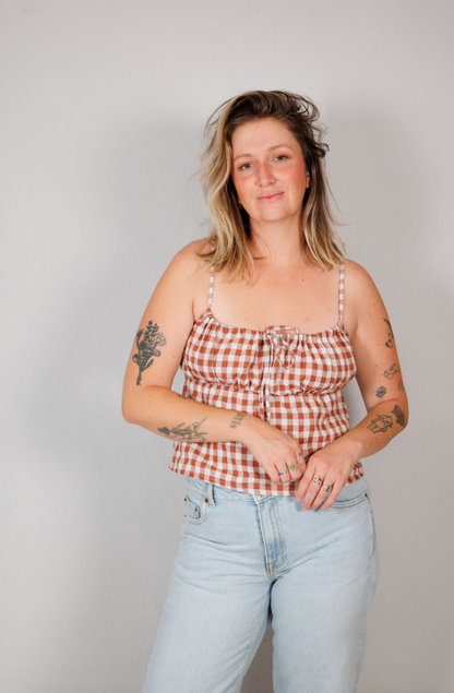 Summer Top | Rust Gingham