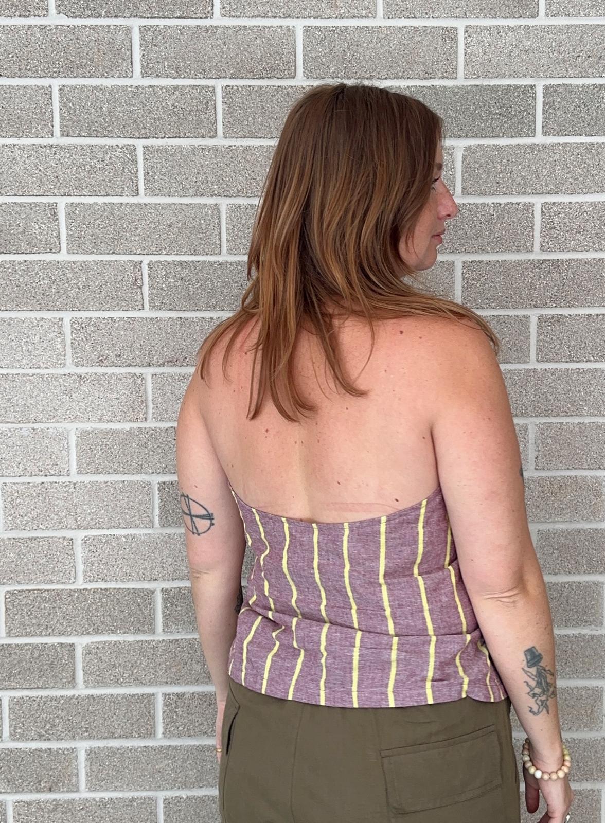 Sangria Stripe Wrap Top