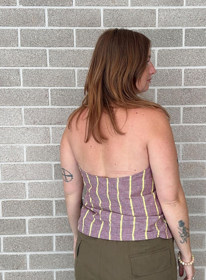 Sangria Stripe Wrap Top